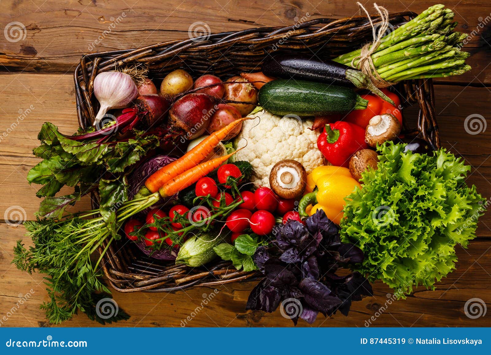 Fresh vegetables in basket stock image. Image of radish 87445319