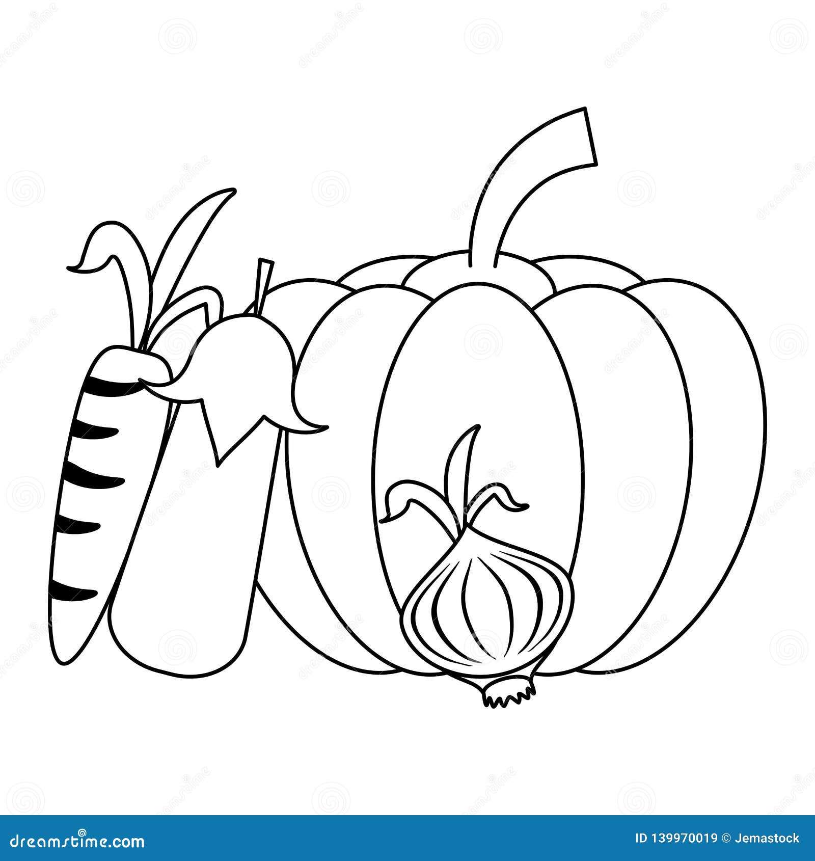 Fresh Vegetables Cartoon Black and White Stock Vector - Illustration of  health, product: 139970019