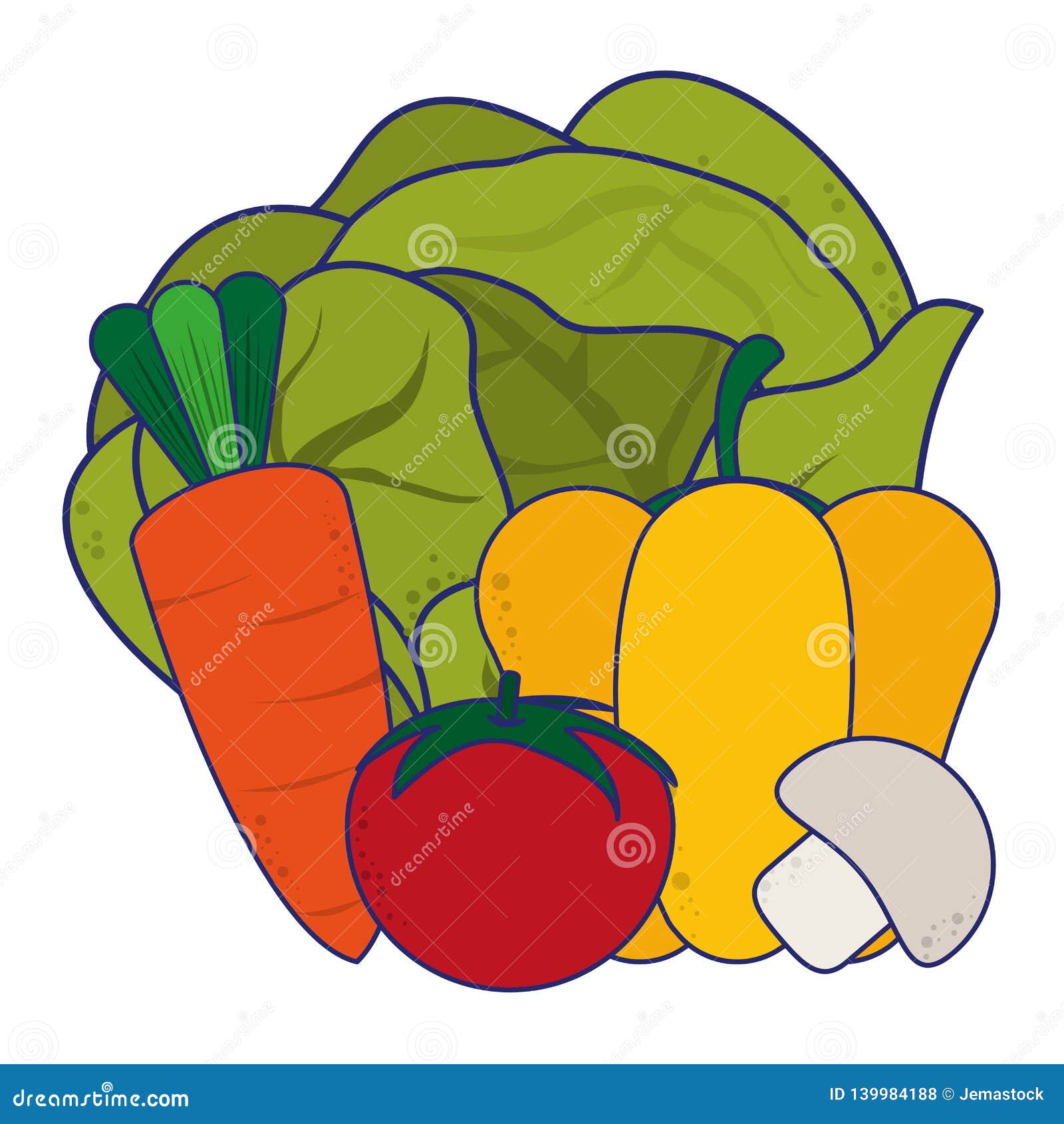 Fresh Vegetables Cartoon Blue Lines Stock Vector - Illustration of cook ...