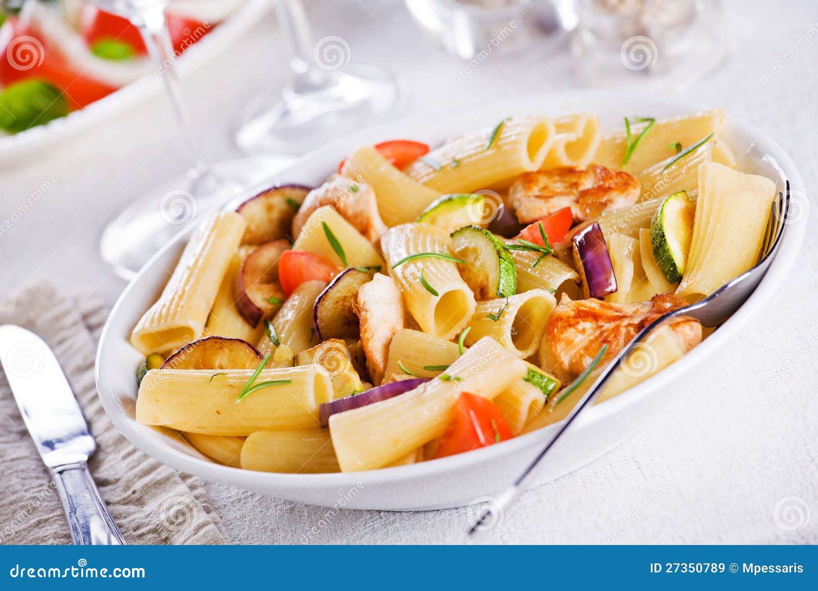 Fresh Vegetables and Chicken Pasta Stock Image Image of lunch