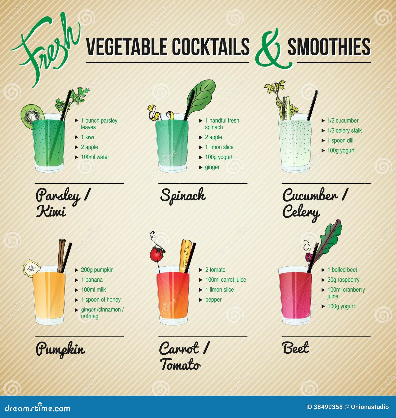 Fresh Vegetables Cocktails and Smoothies Stock Vector - Illustration of  food, lemon: 38499358