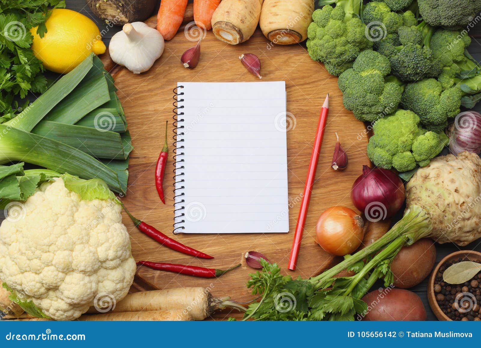 Download Fresh Vegetables On Dark Wooden Background. Mockup For ...