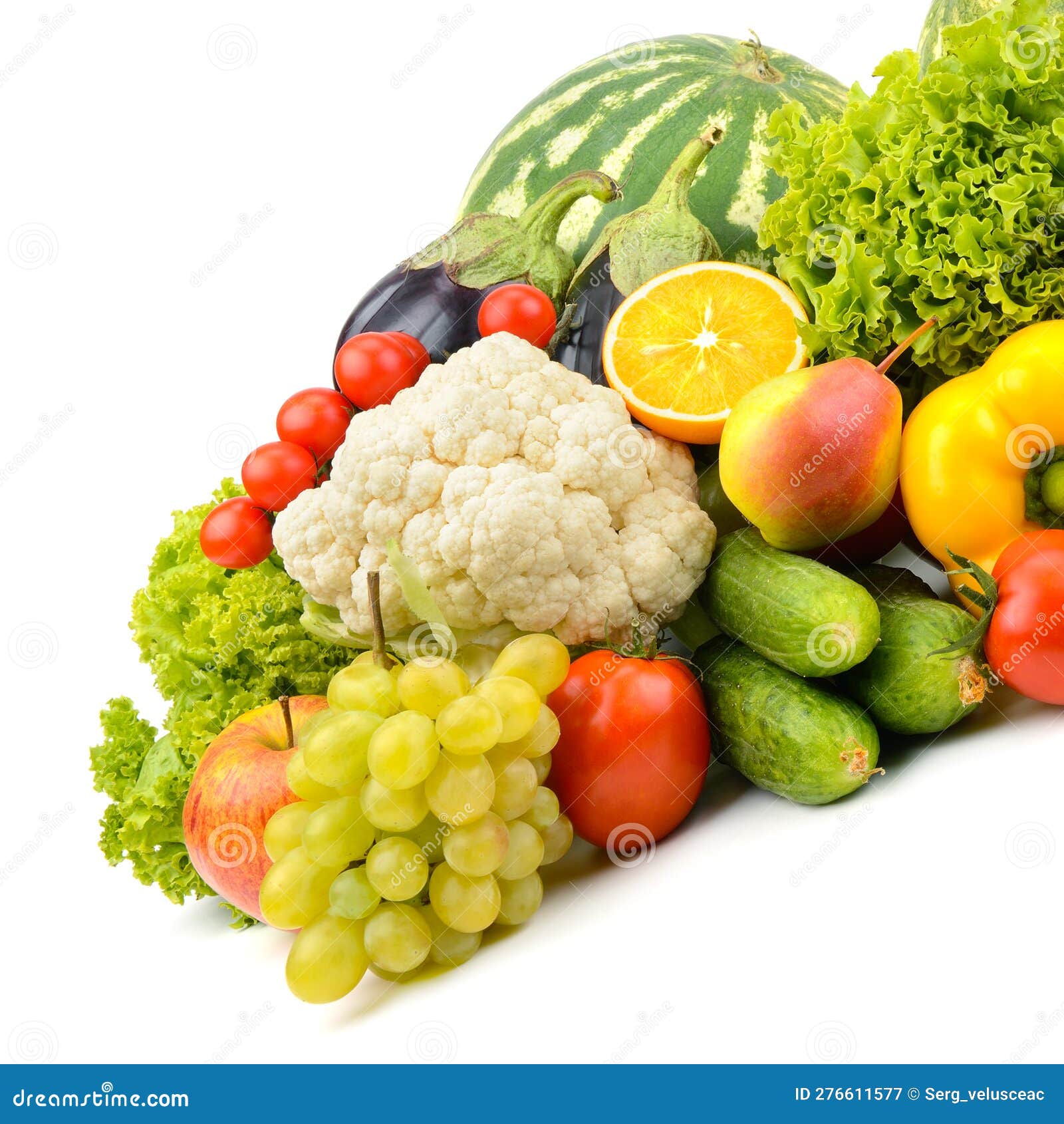 Fresh Vegetables and Fruits Isolated Not White Stock Image Image of