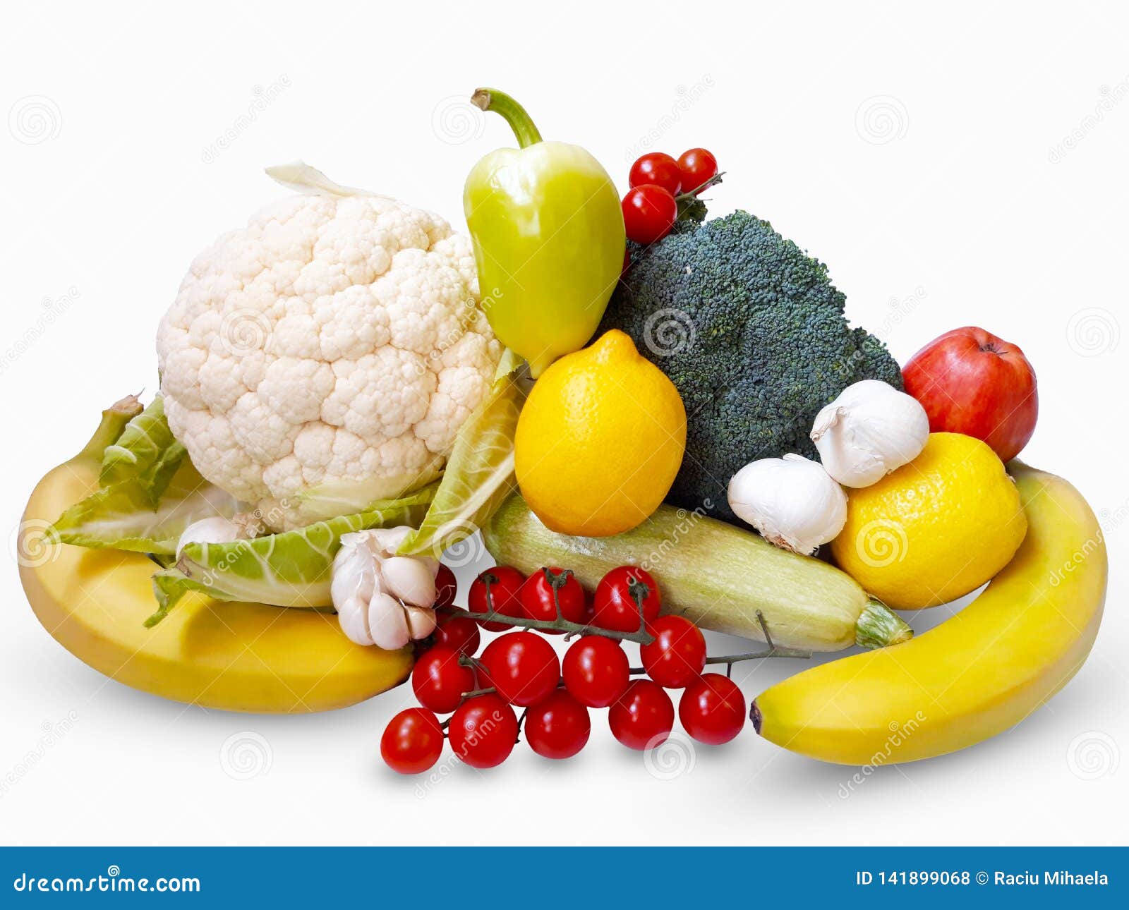Fresh Vegetables and Fruits on White Background Stock Photo Image of