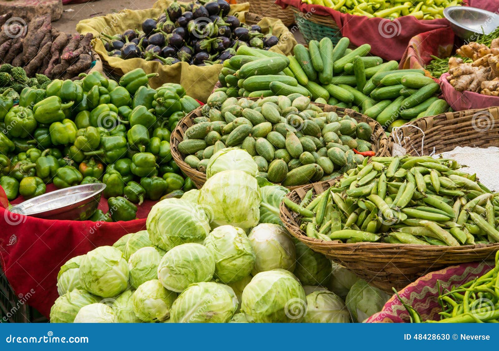 Fresh Vegetables on Indian Market Stock Photo Image of indian