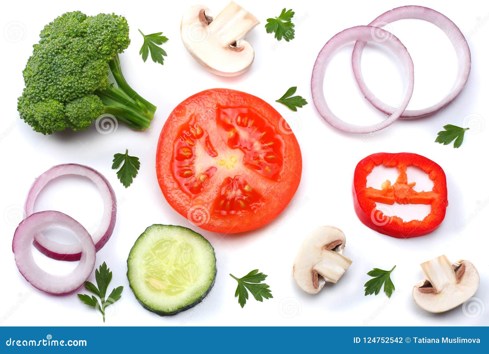 Download Fresh Vegetables Isolated On White Background Mockup For Menu Or Recipe Top View Stock Photo Image Of View Spice 124752542