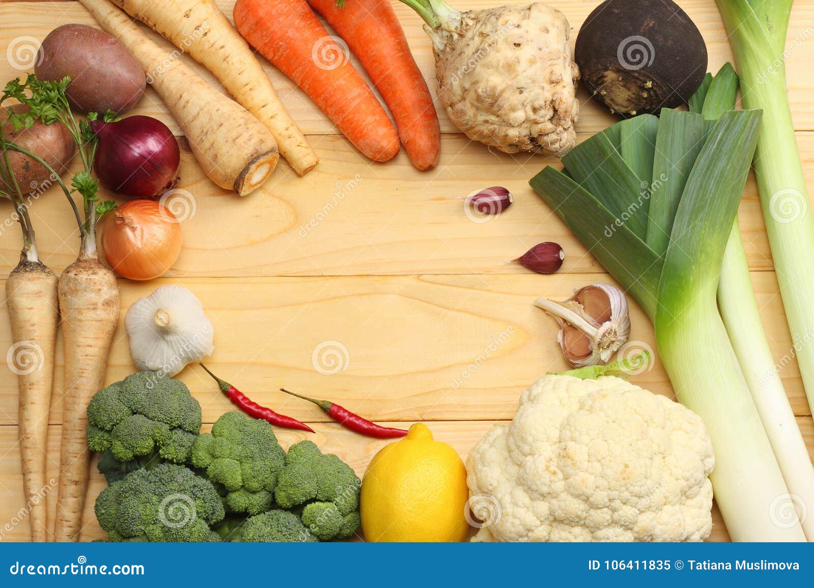 Download Fresh Vegetables On Light Wooden Background. Mockup For ...