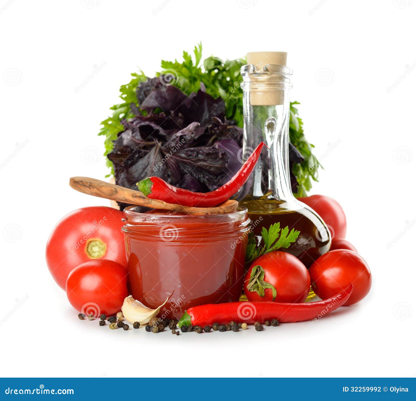 Fresh Vegetables, Olive Oil and Tomato Sauce Stock Photo Image of