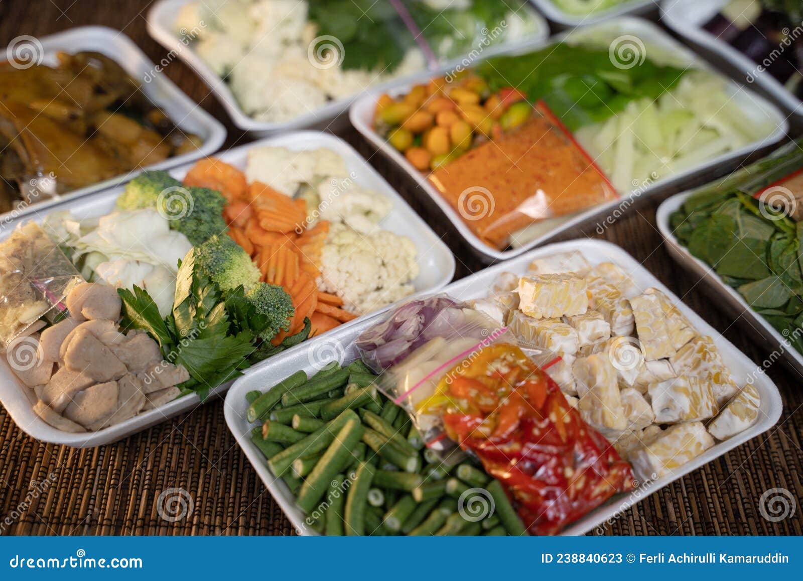 Fresh Vegetables in Polyethylene Polymer Foam Packaging with Plastic Wrap Stock Image Image of