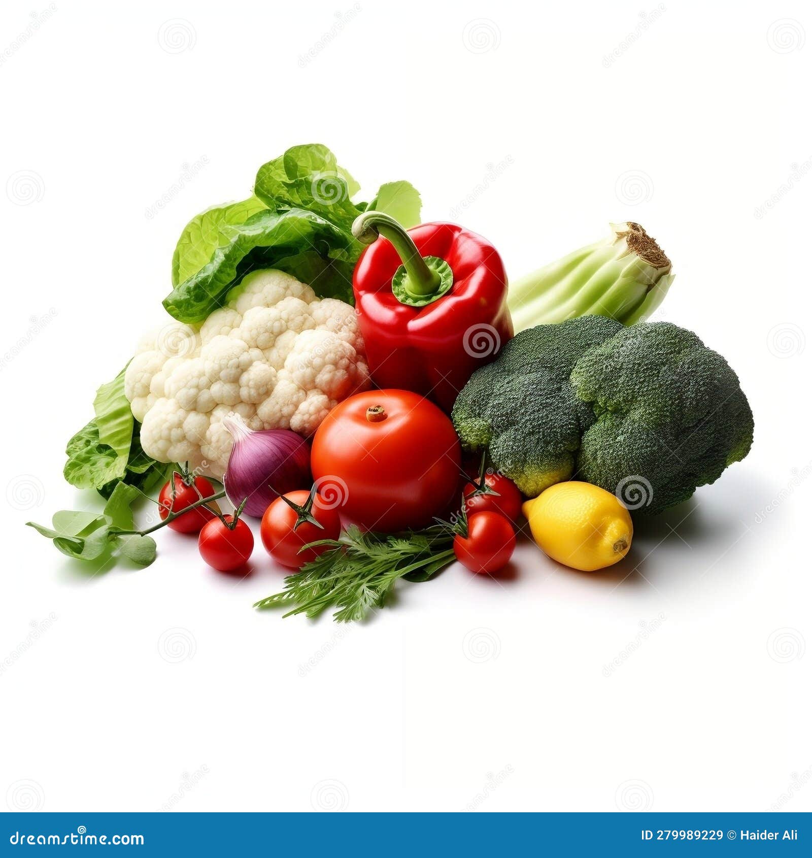 Fresh Vegetables on White Background. Generative AI Stock Illustration