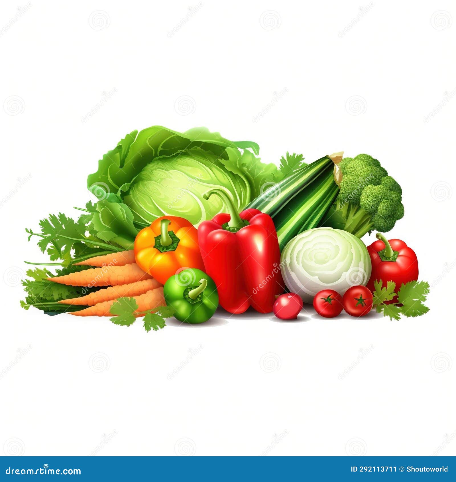 Fresh Vegetables in White Background. Vector Illustration Stock