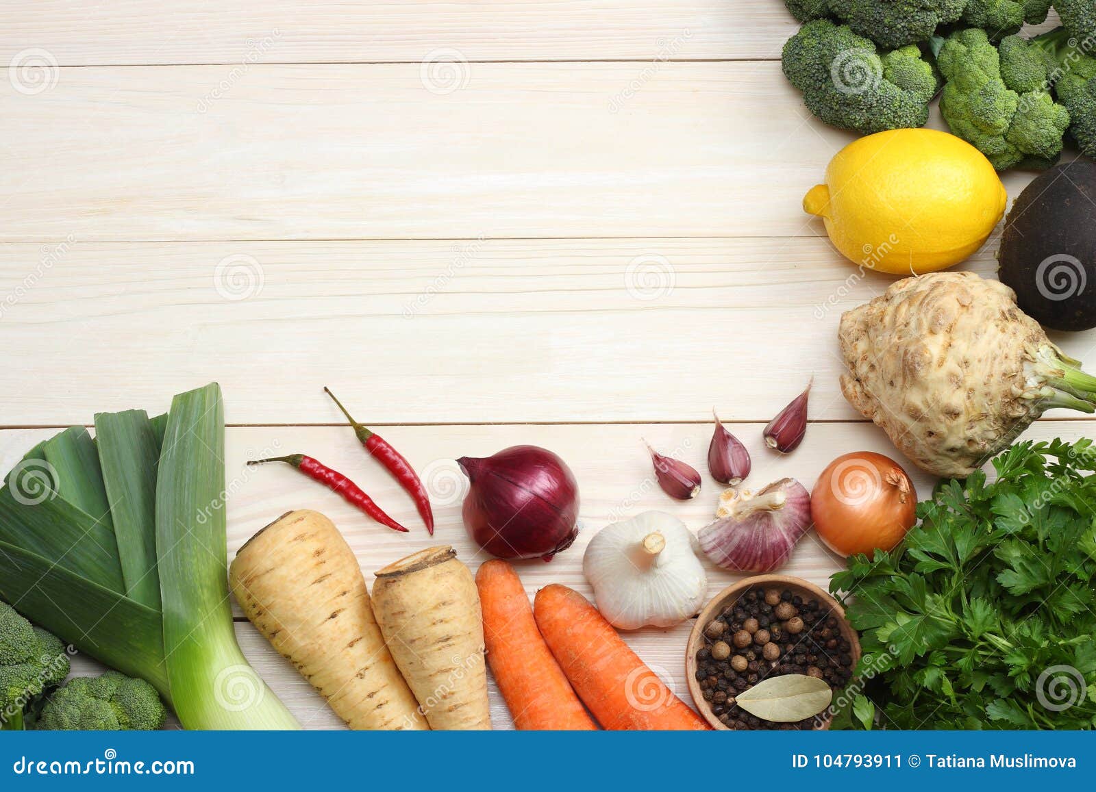 Download Fresh Vegetables On White Wooden Background Mockup For Menu Or Recipe Top View With Copy Space Stock Image Image Of Food Harvest 104793911