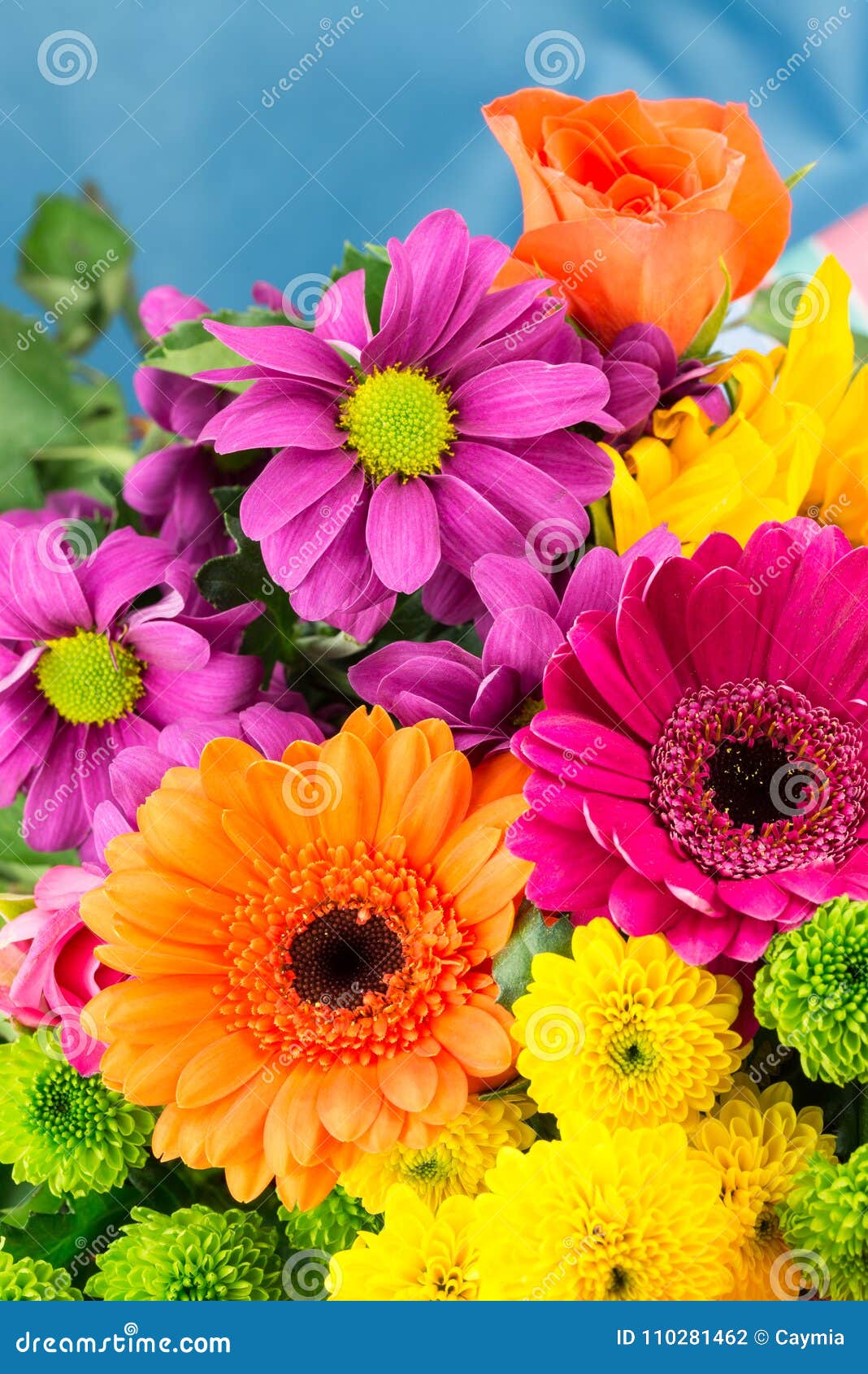 Fresh Vibrant Brightly Coloured Florist Flowers. Vertical. Stock Photo ...