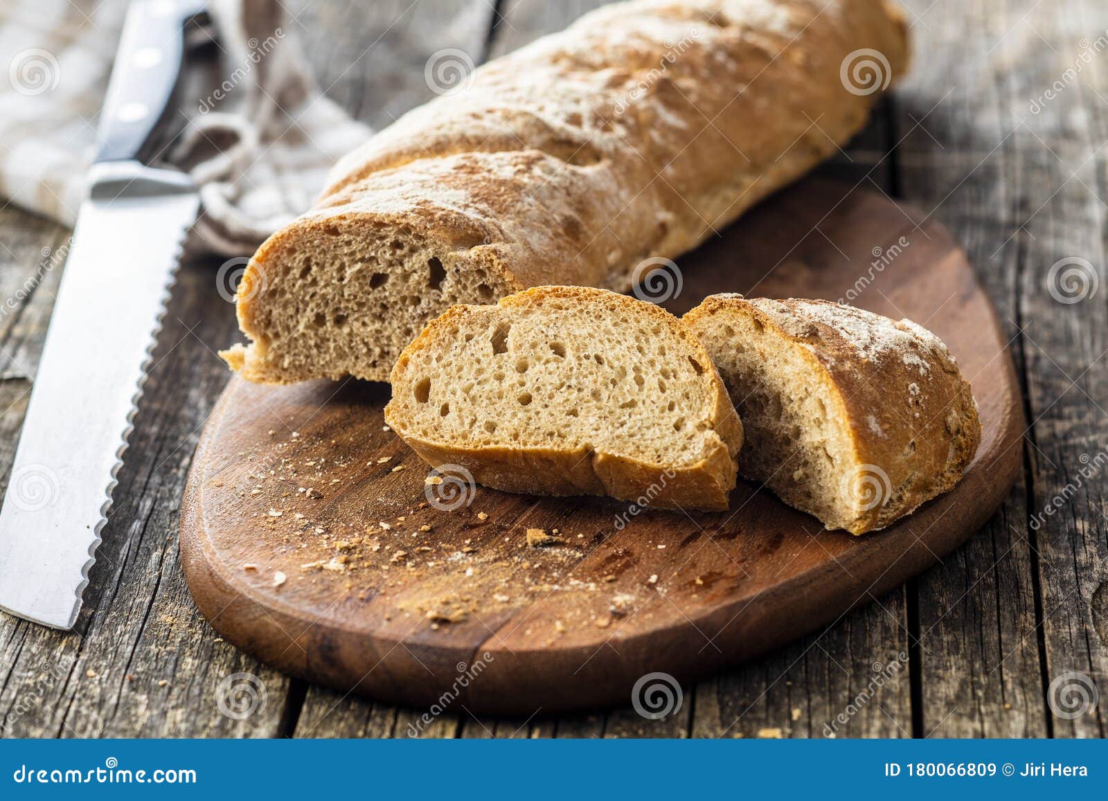 fresh whole grain bread baguette