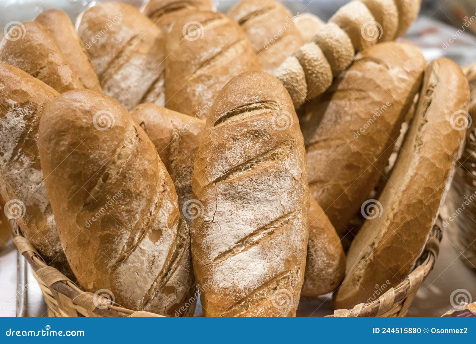 Fresh Whole Wheat Bakery Bread in Big Basket Stock Photo Image of