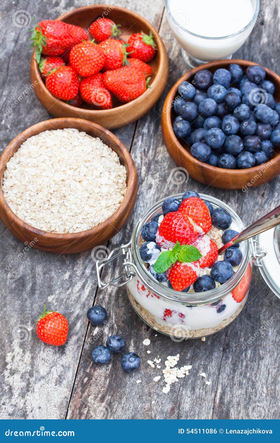 Fresh Yogurt with Oat Flakes and Berries Stock Photo Image of fiber