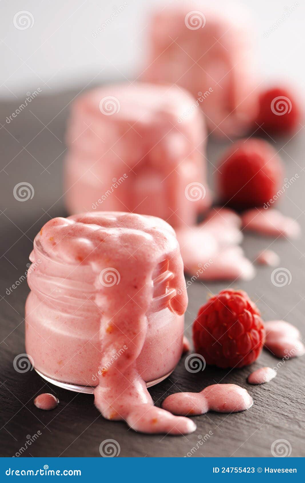 Fresh Yogurt with Raspberry Stock Image Image of cream, dessert 24755423