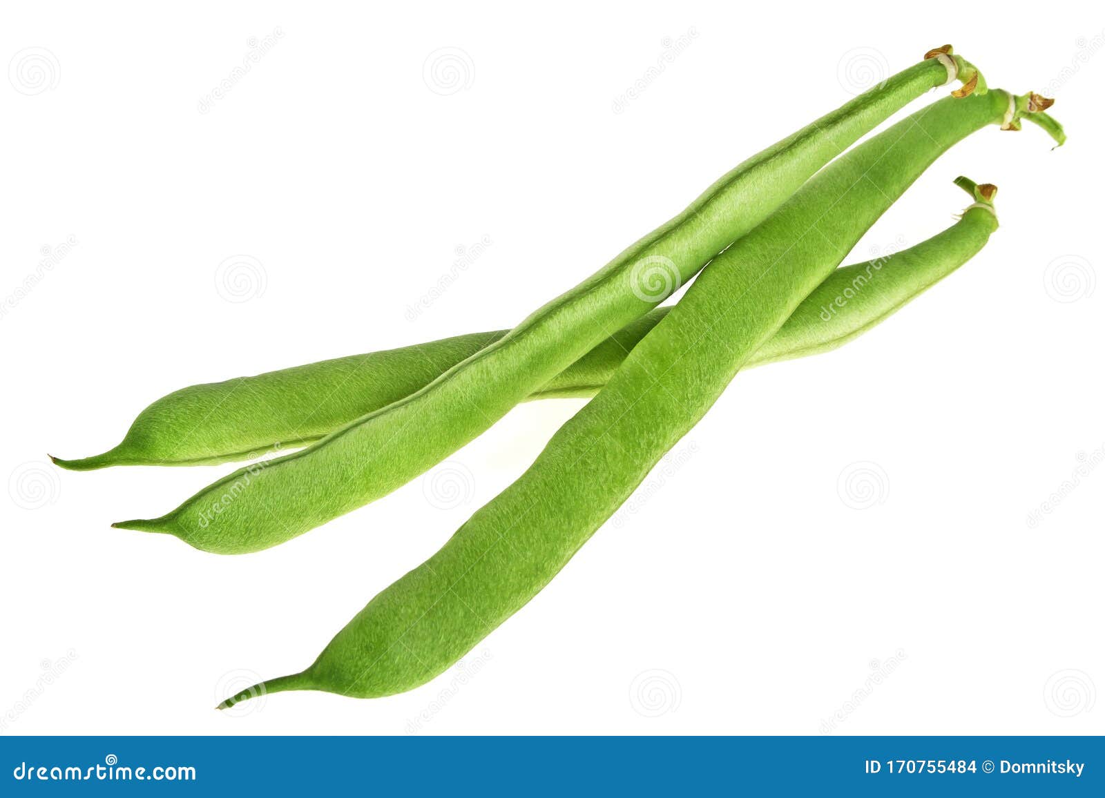 Fresh Young Pods of Kidney Beans on White Background Stock Photo