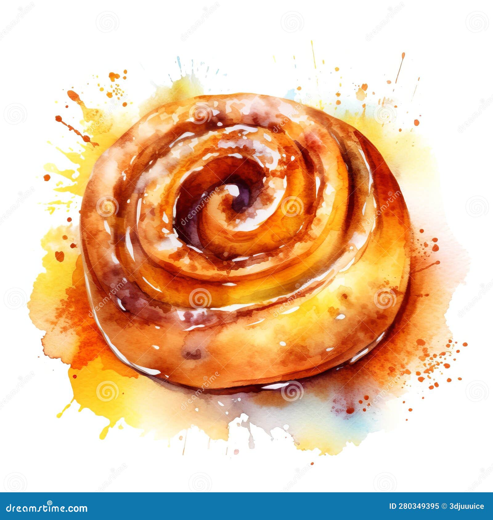 Freshly Baked Cinnamon Roll Pastry Square Background. Stock