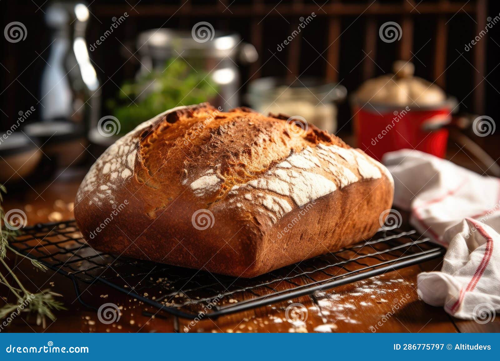 Freshly Baked Glutenfree Bread on a Cooling Rack Stock Illustration