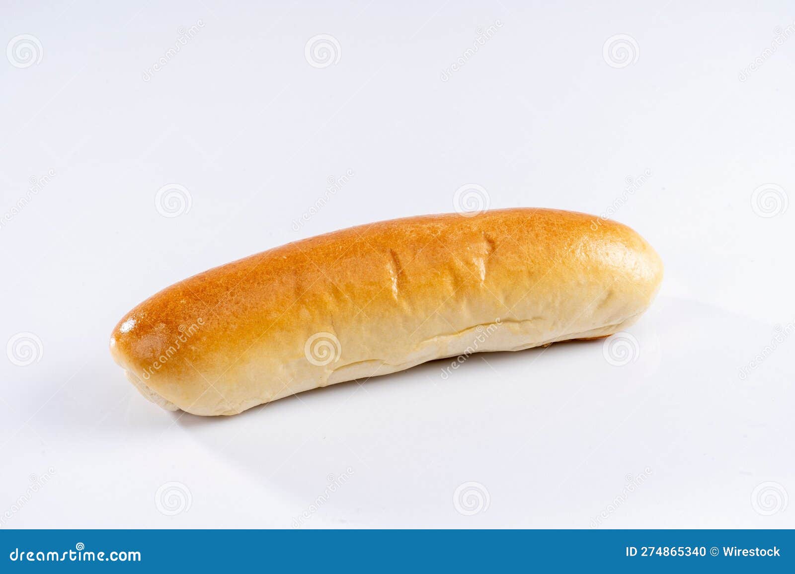 Freshlybaked Hot Dog Bun Sits on a White Surface Stock Photo Image