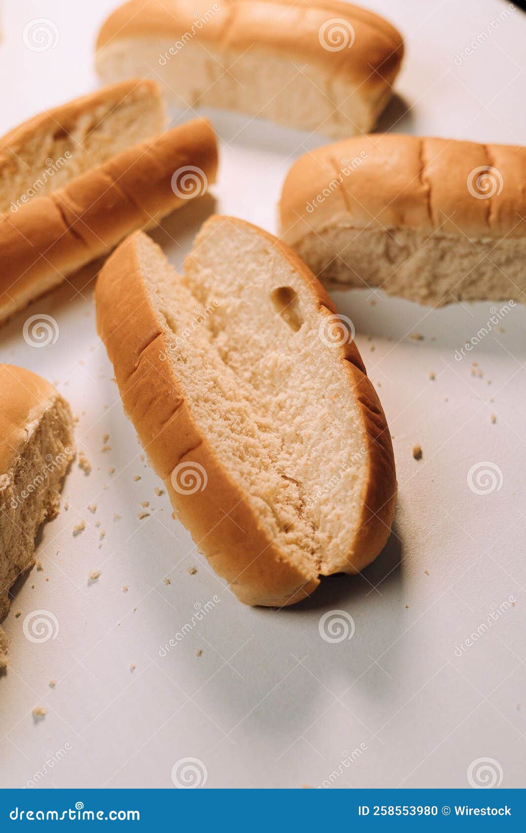Freshly baked hot dog buns stock photo. Image of delicious 258553980