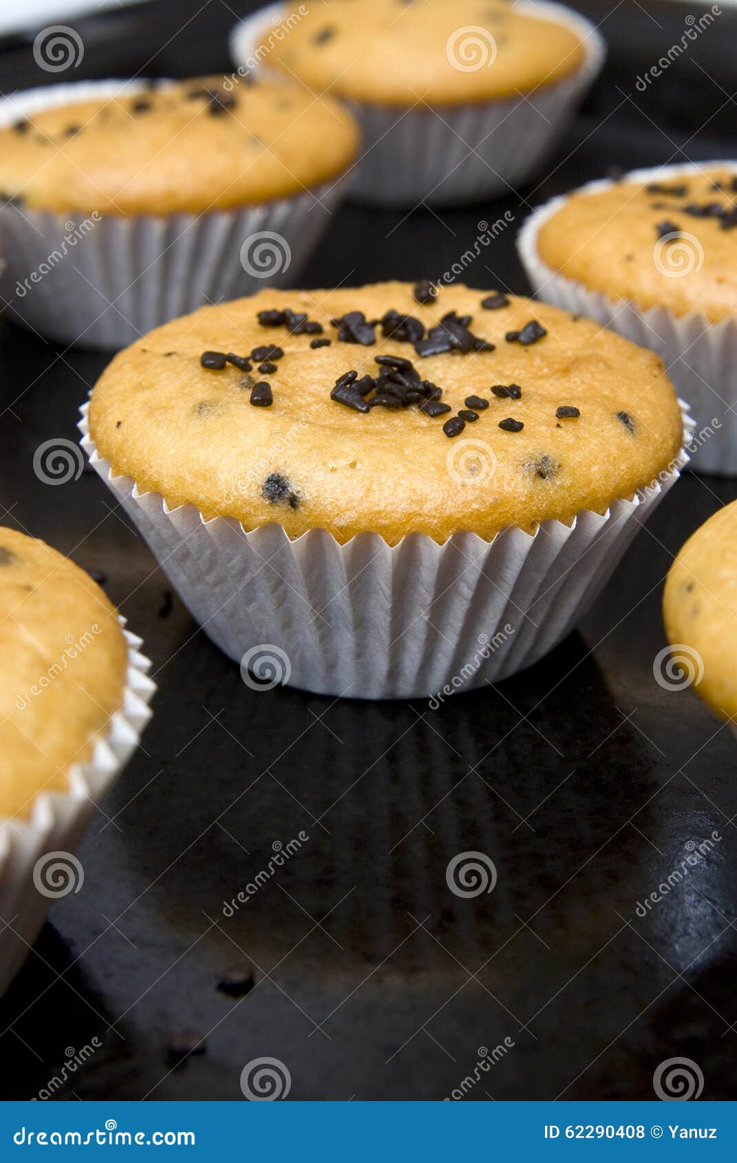 Freshly Baked Muffins In Cups Stock Photo Image of cups, portion
