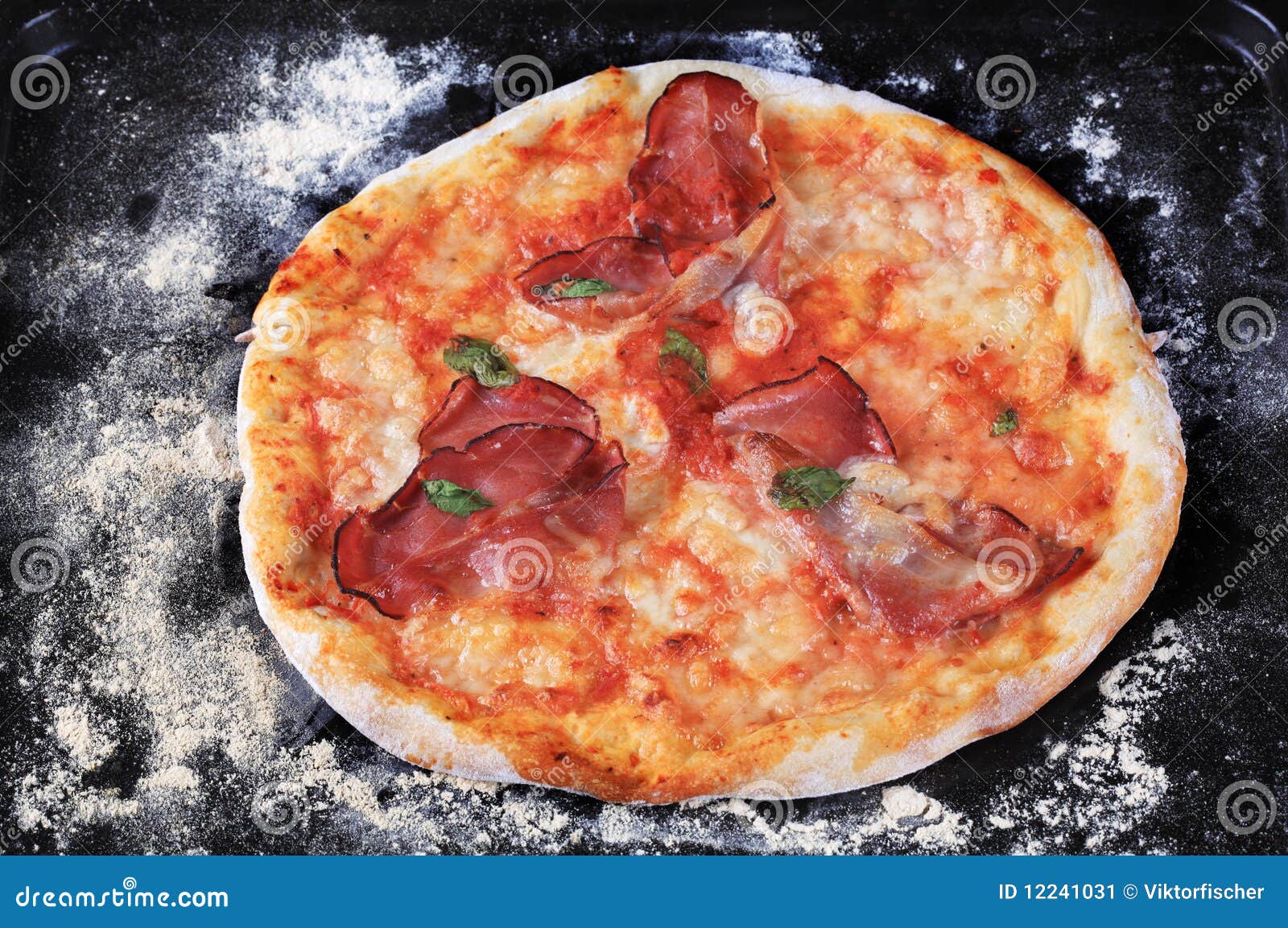 Freshly baked pizza stock image. Image of basil, fresh 12241031