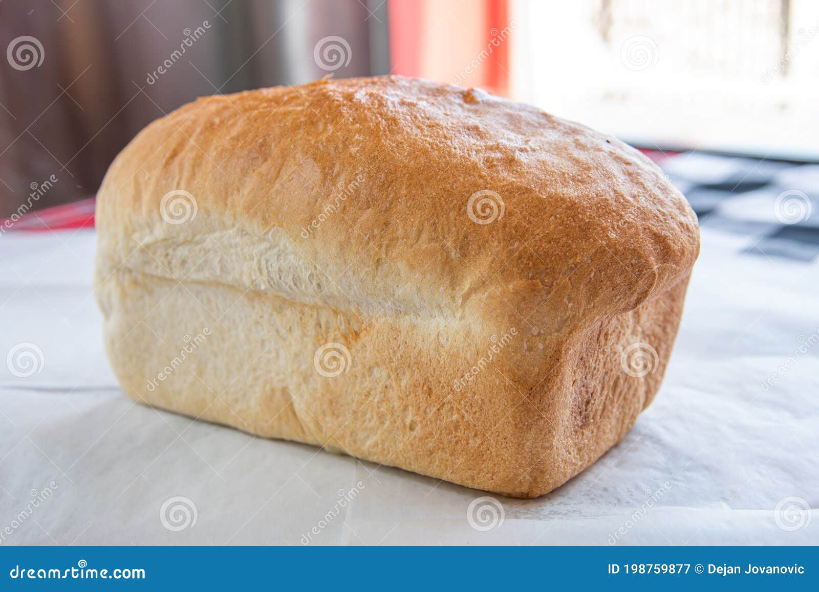 fresh home made bread loaf side view