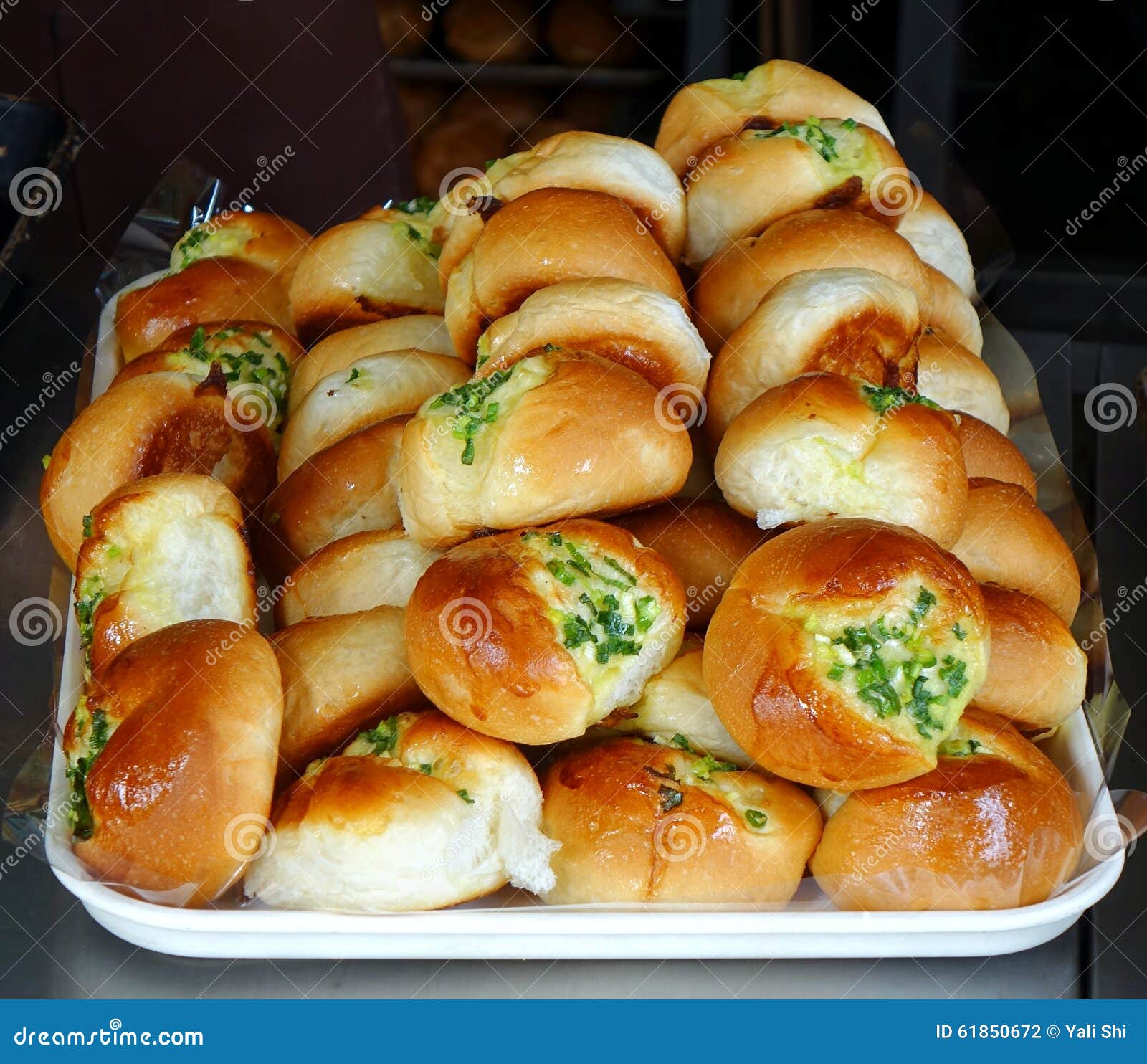 Freshly Bakes Buns with Chives Stock Photo Image of chives, bread 61850672