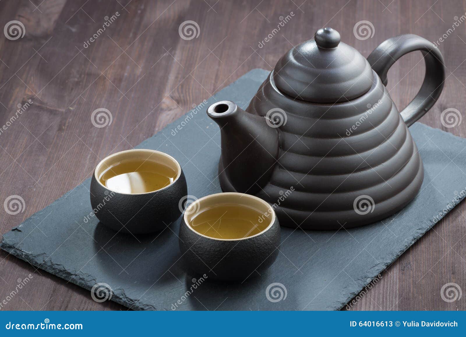Freshly Brewed Green Tea in Ceramic Ware Stock Image Image of