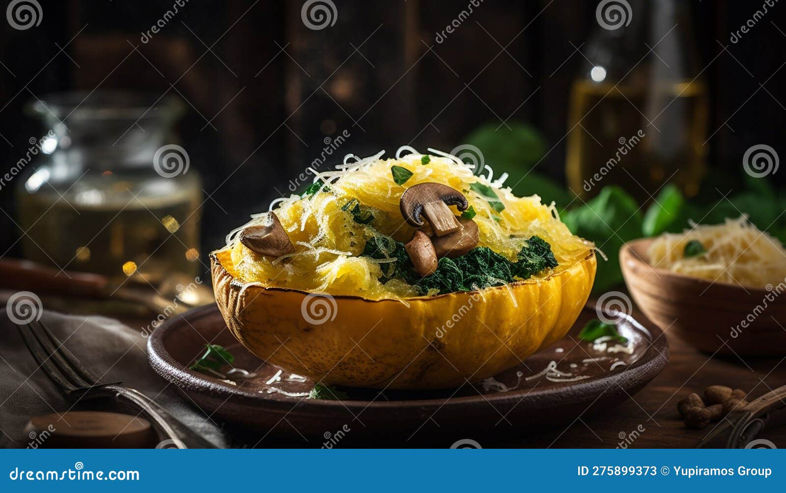 Freshly Cooked Gourmet Meal on Rustic Table Generated by AI Stock Image