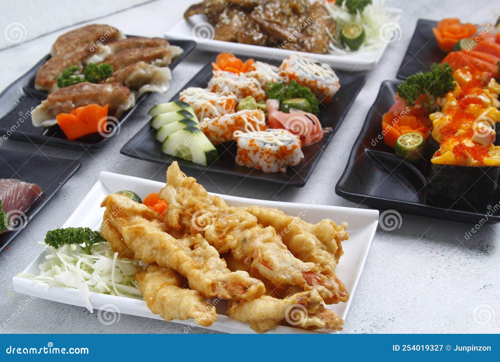Freshly Cooked Tempura and Other Assorted Japanese Food Stock Image