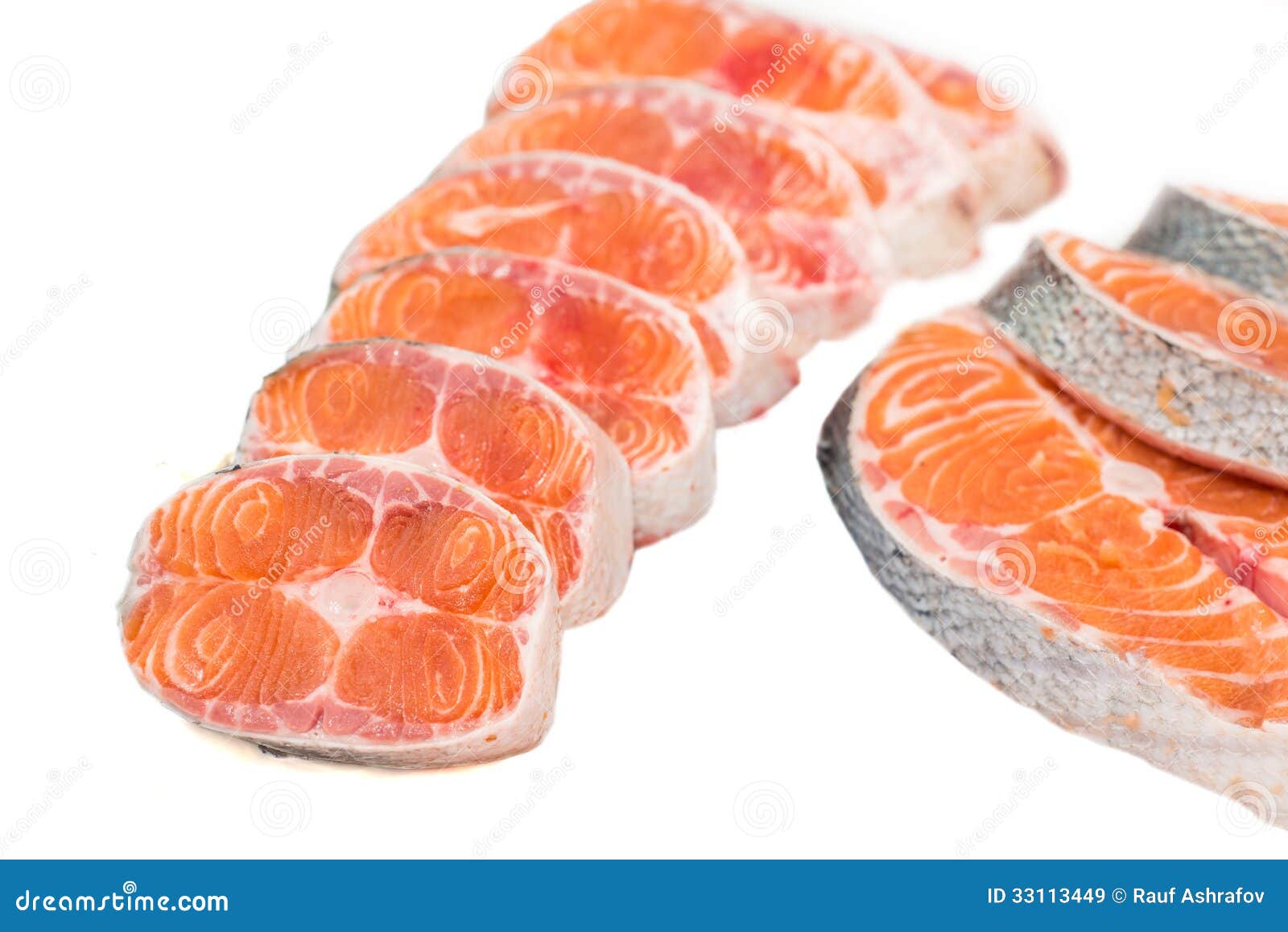 Freshly cut salmon steaks stock image. Image of slice 33113449