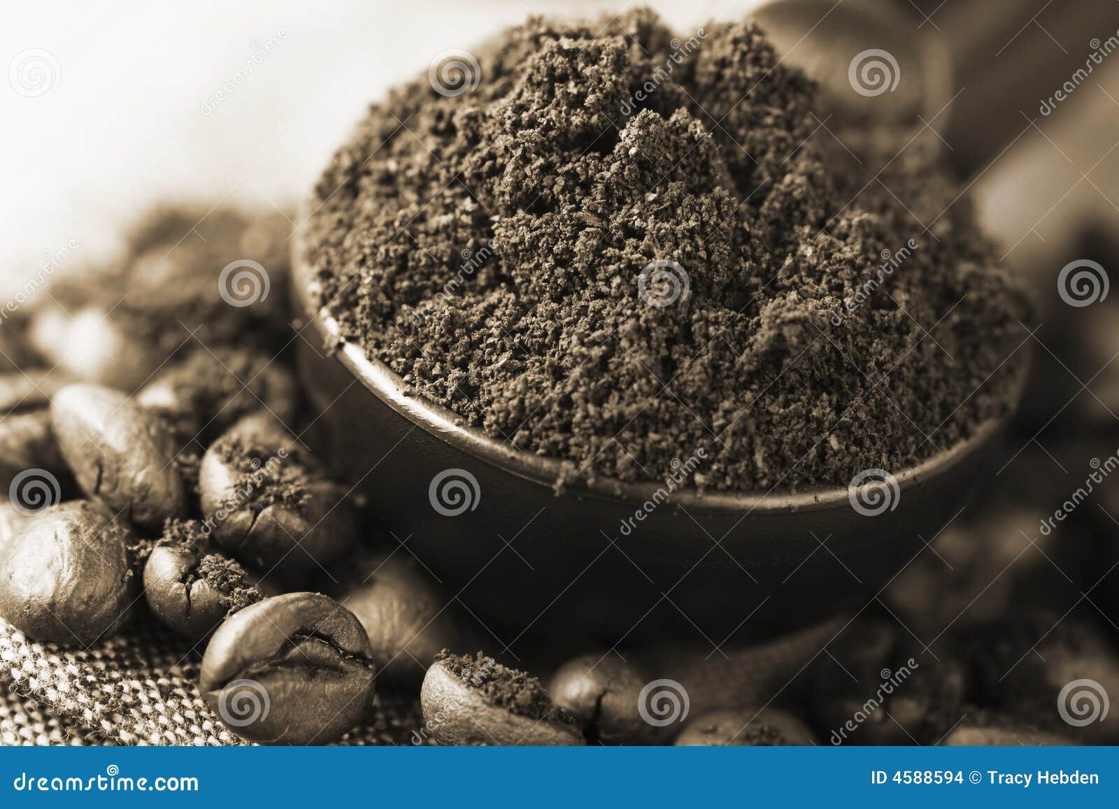 Freshly ground coffee stock photo. Image of heap, espresso 4588594