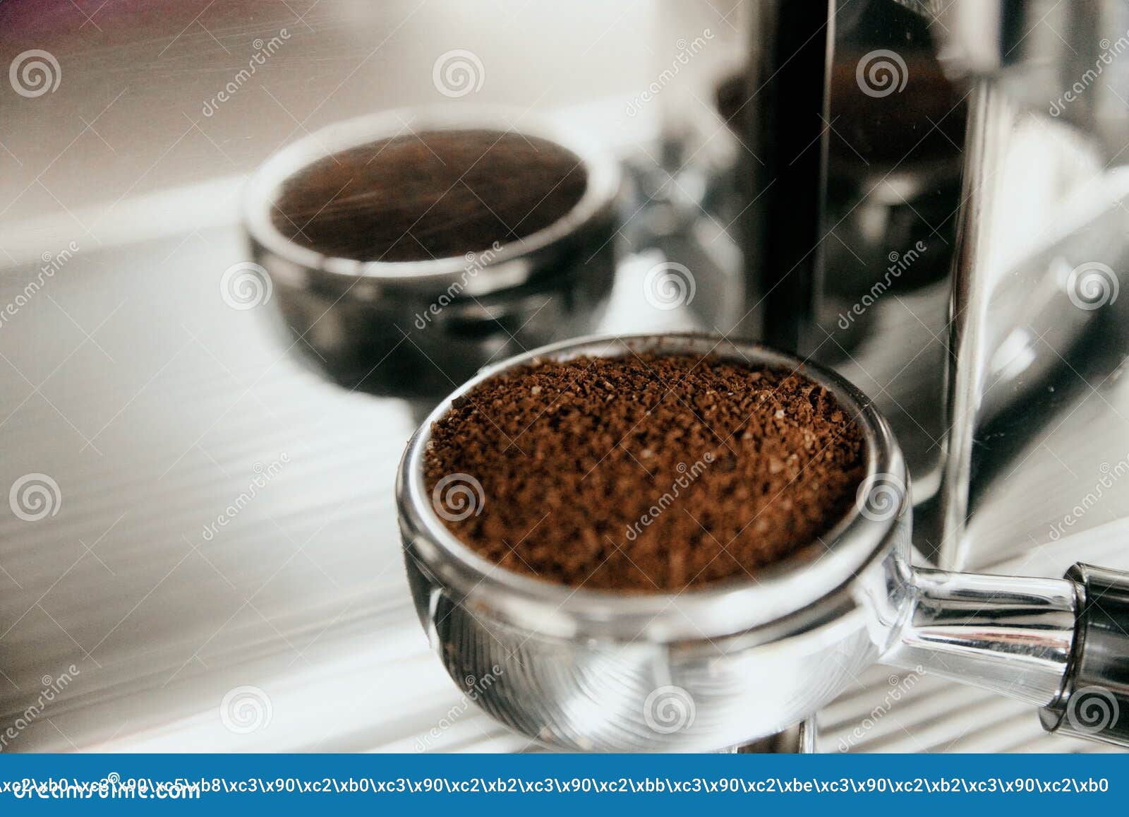 Freshly Ground Coffee in the Holder for Making a Portion of Coffee in
