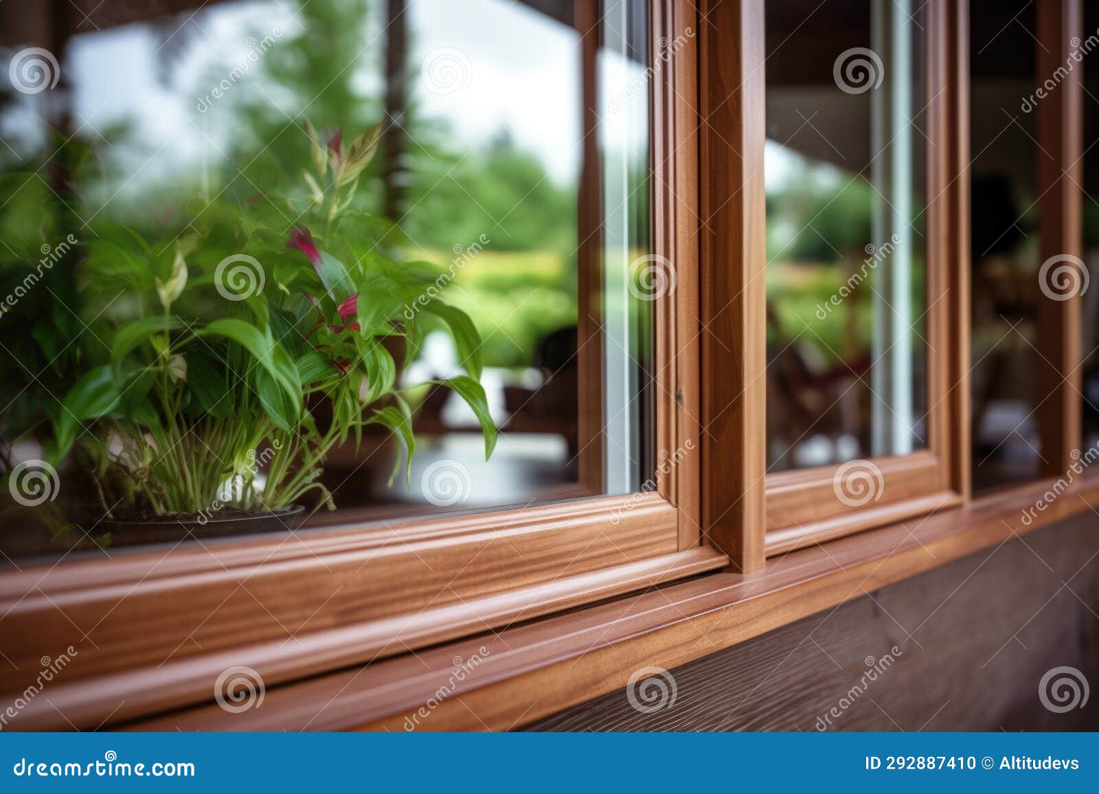 Freshly Installed Glass in a Wooden Window Frame Stock Photo Image of