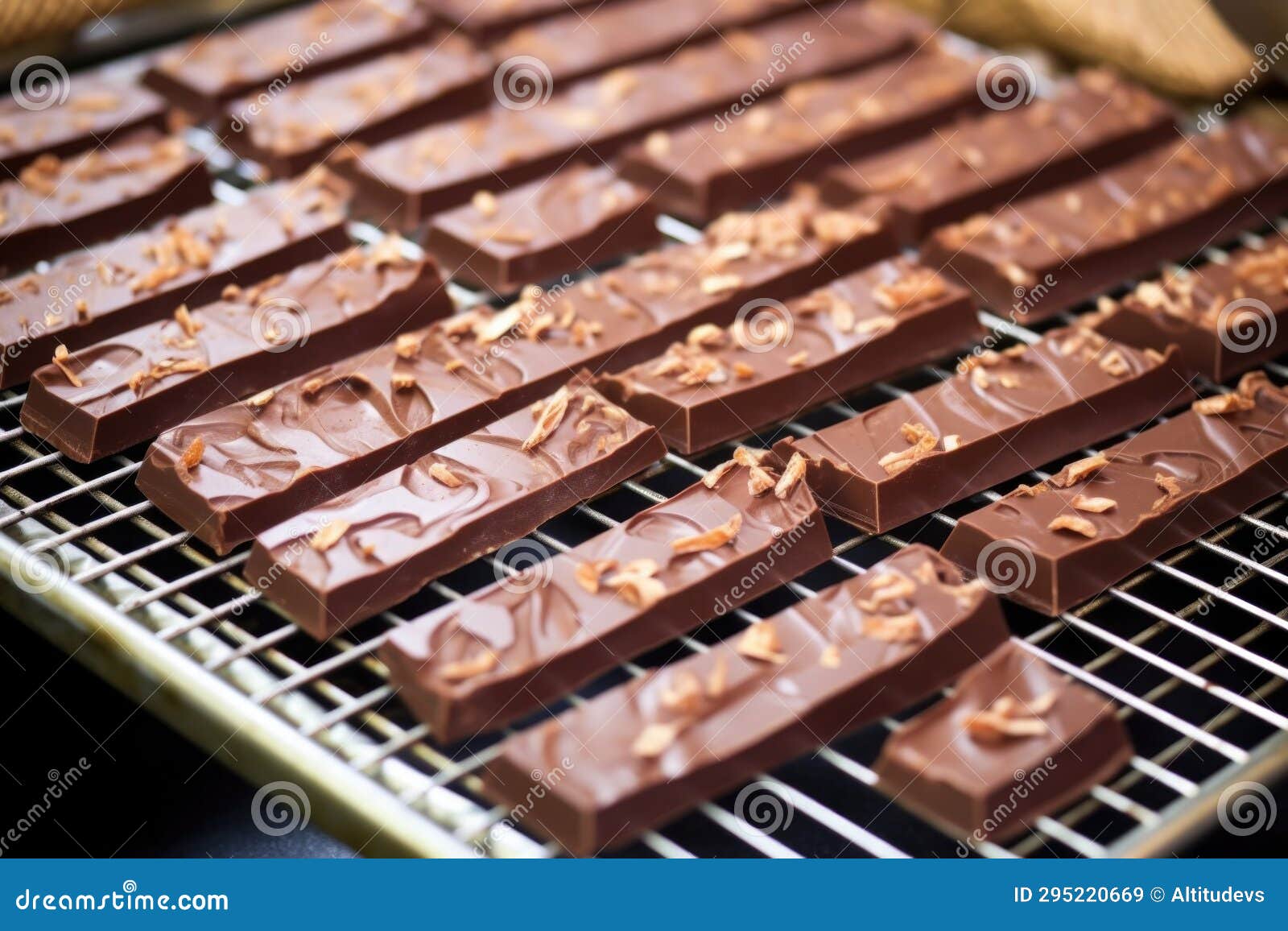 Freshly Made Chocolate Bars Arranged on a Cooling Rack Stock Image