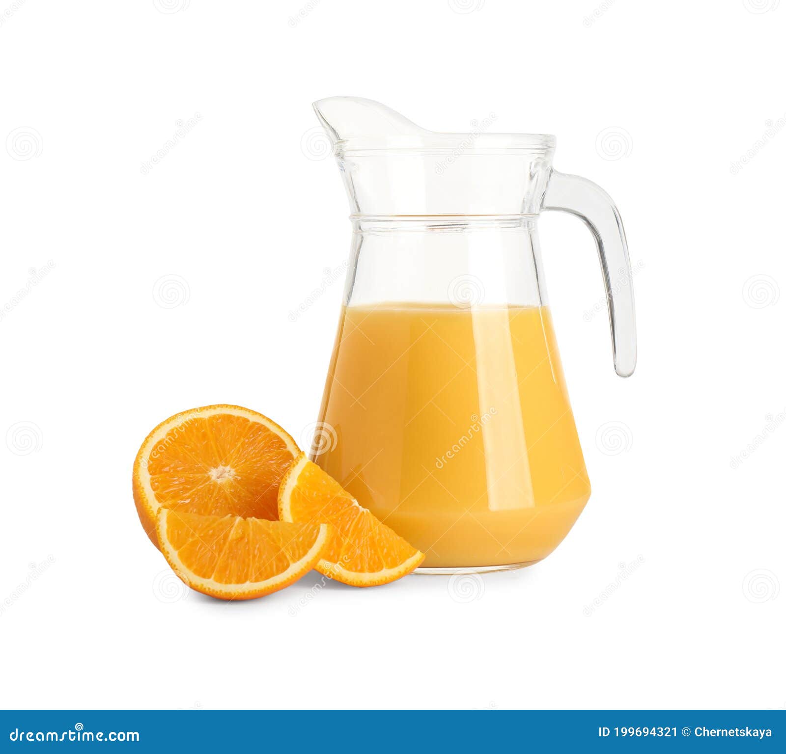 Freshly Made Orange Juice in Jug Isolated on White Stock Image Image