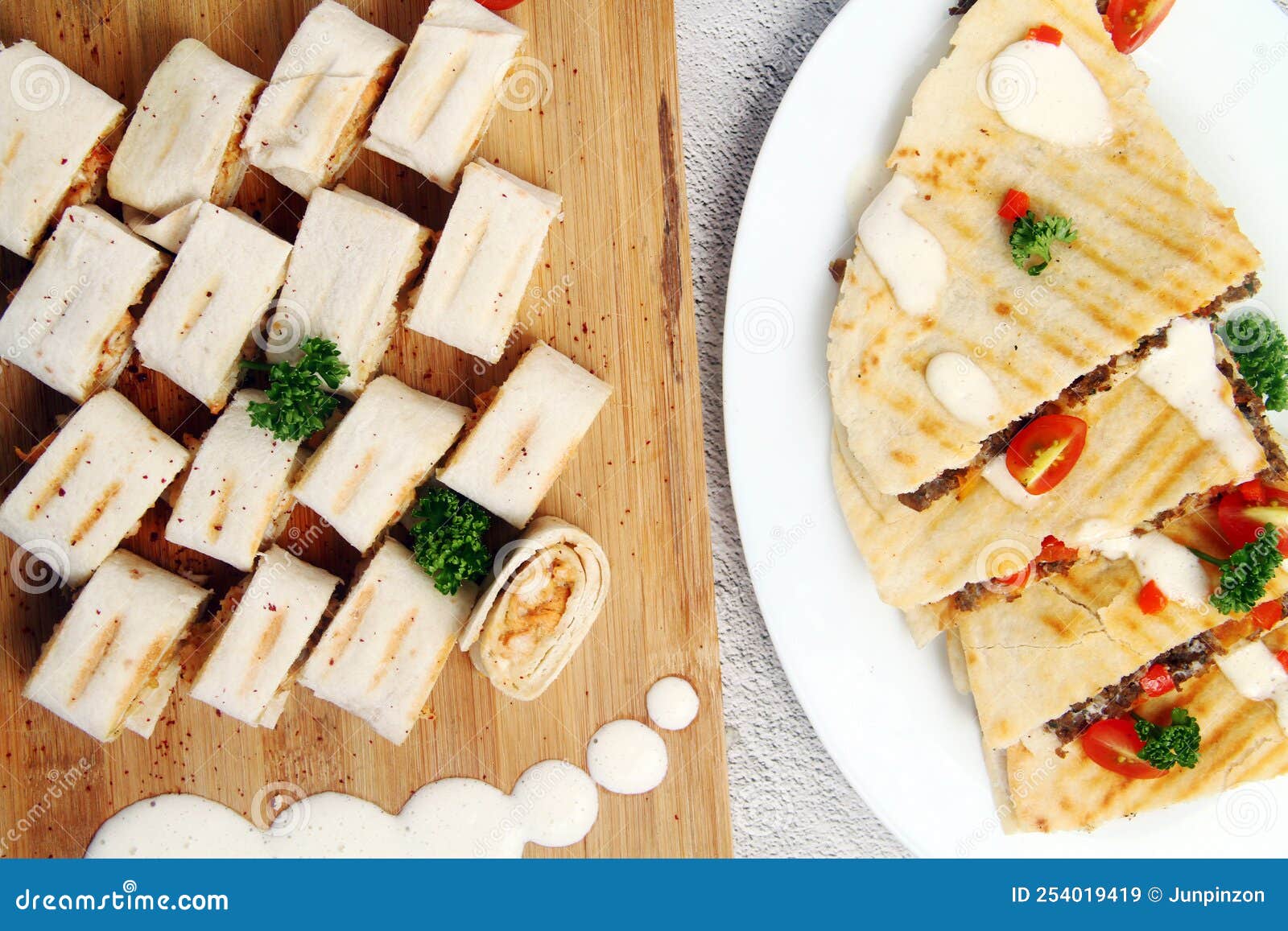 Freshly Made Shawarma and Quesadilla Stock Image Image of chicken