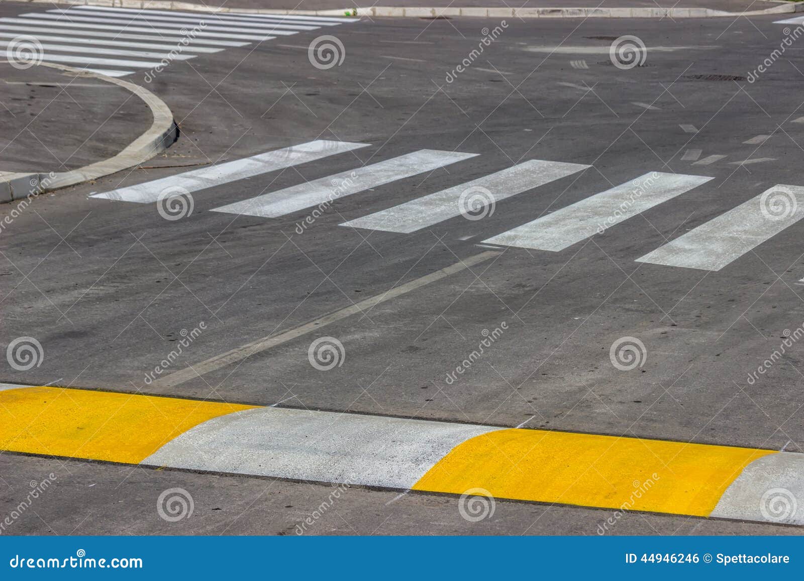 Freshly Painted Crosswalk And Speed Bump Stock Photo - Image: 44946246