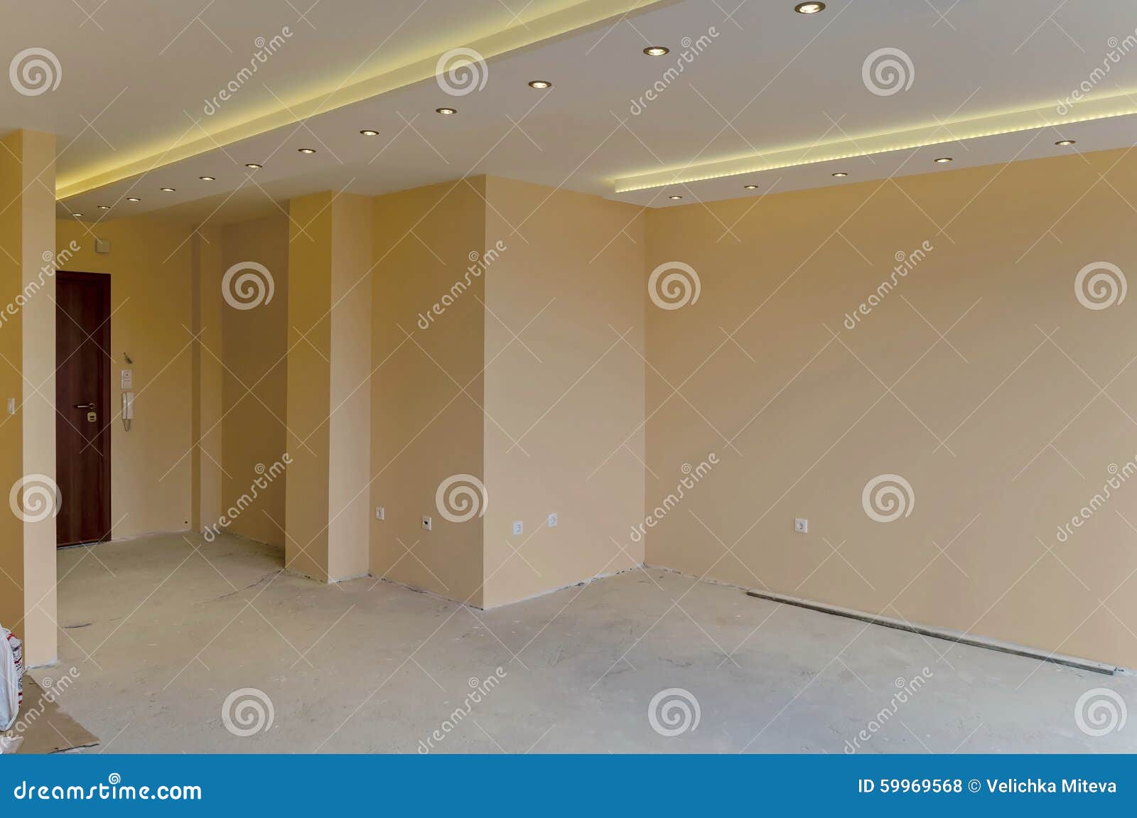 Freshly Painted Room with Modern LED Lighting Stock Photo Image of