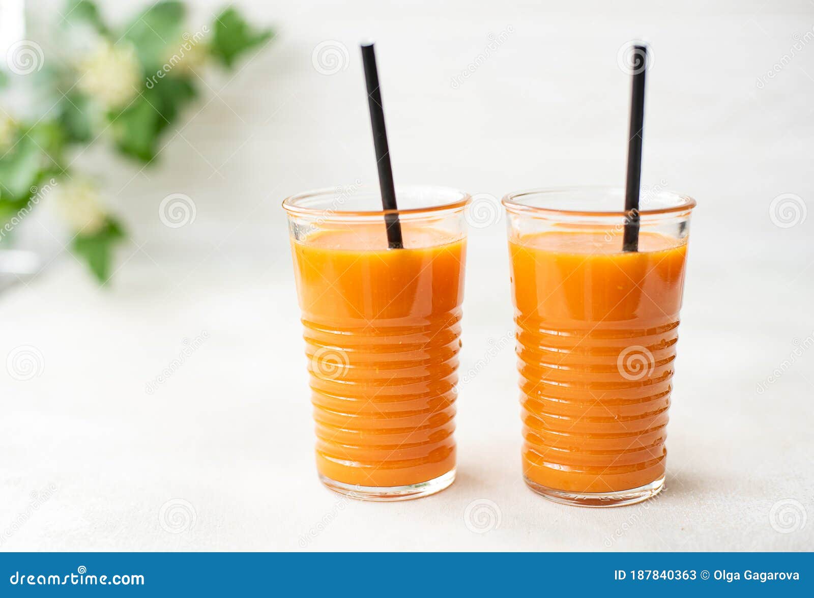 Freshly Squeezed Carrot Juice with Spinach Stock Image Image of
