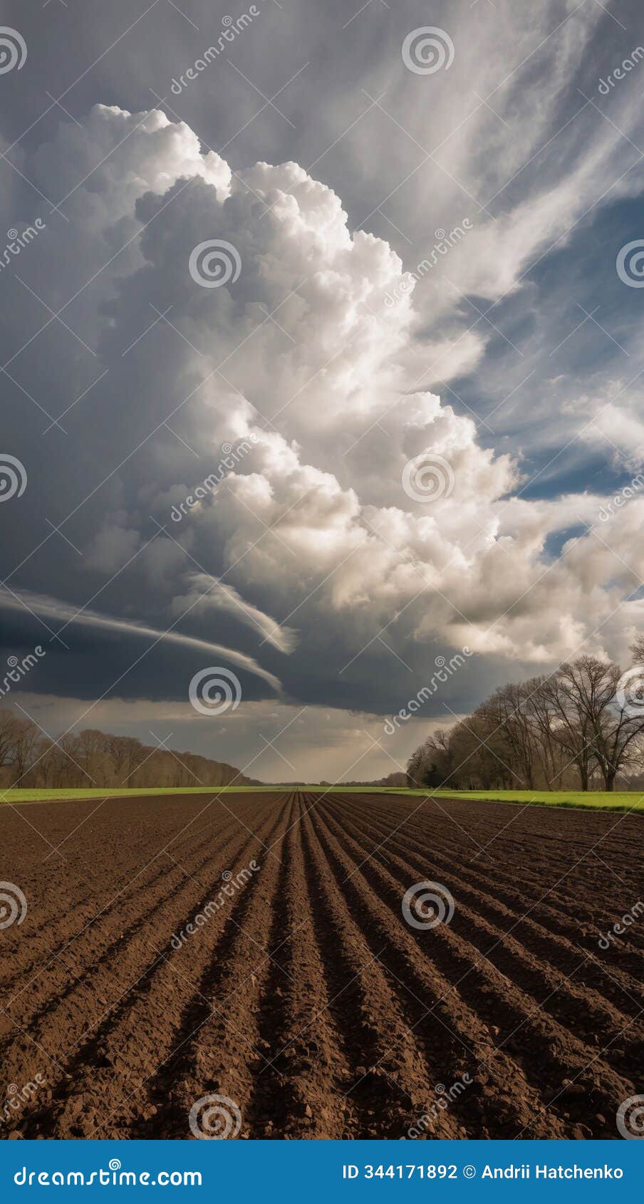 freshly tilled field ready for seeding under a cloudy sky