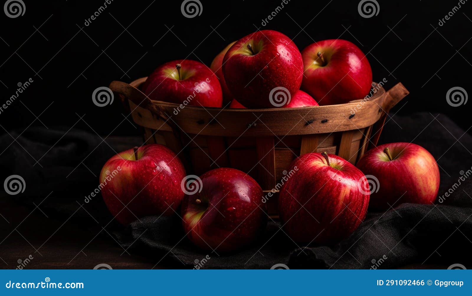 Freshness of Nature Bounty in a Rustic Wicker Apple Basket Generated by
