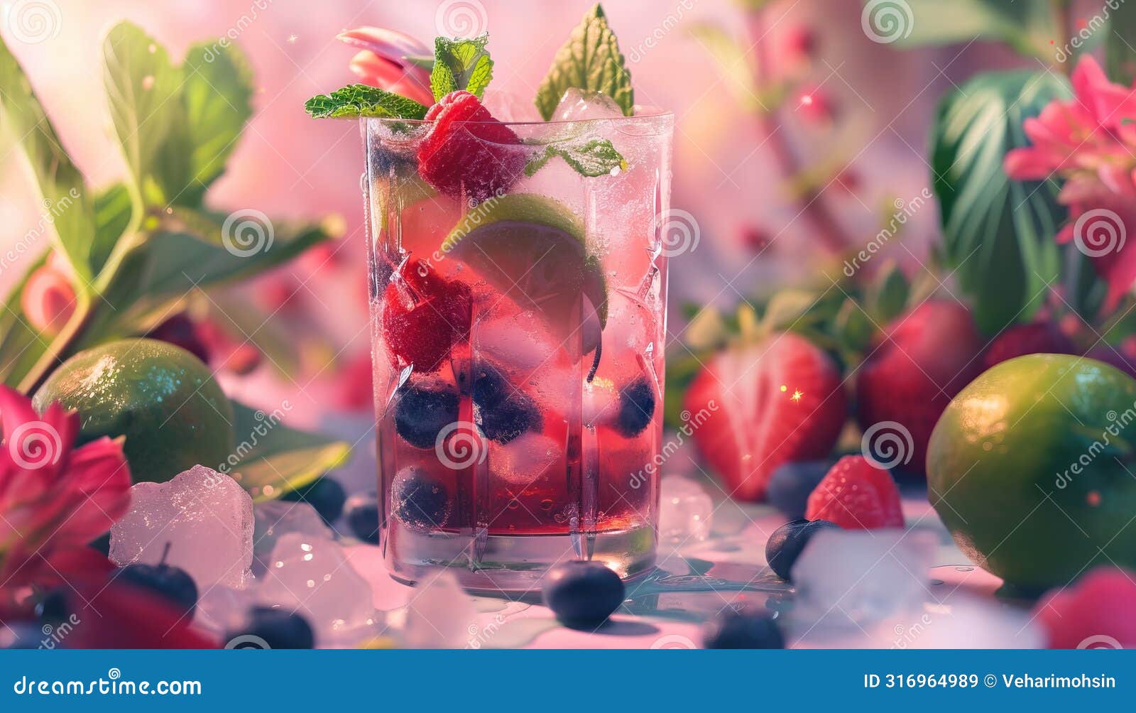 freshness and sweetness in a summer cocktail, berry mojito delight
