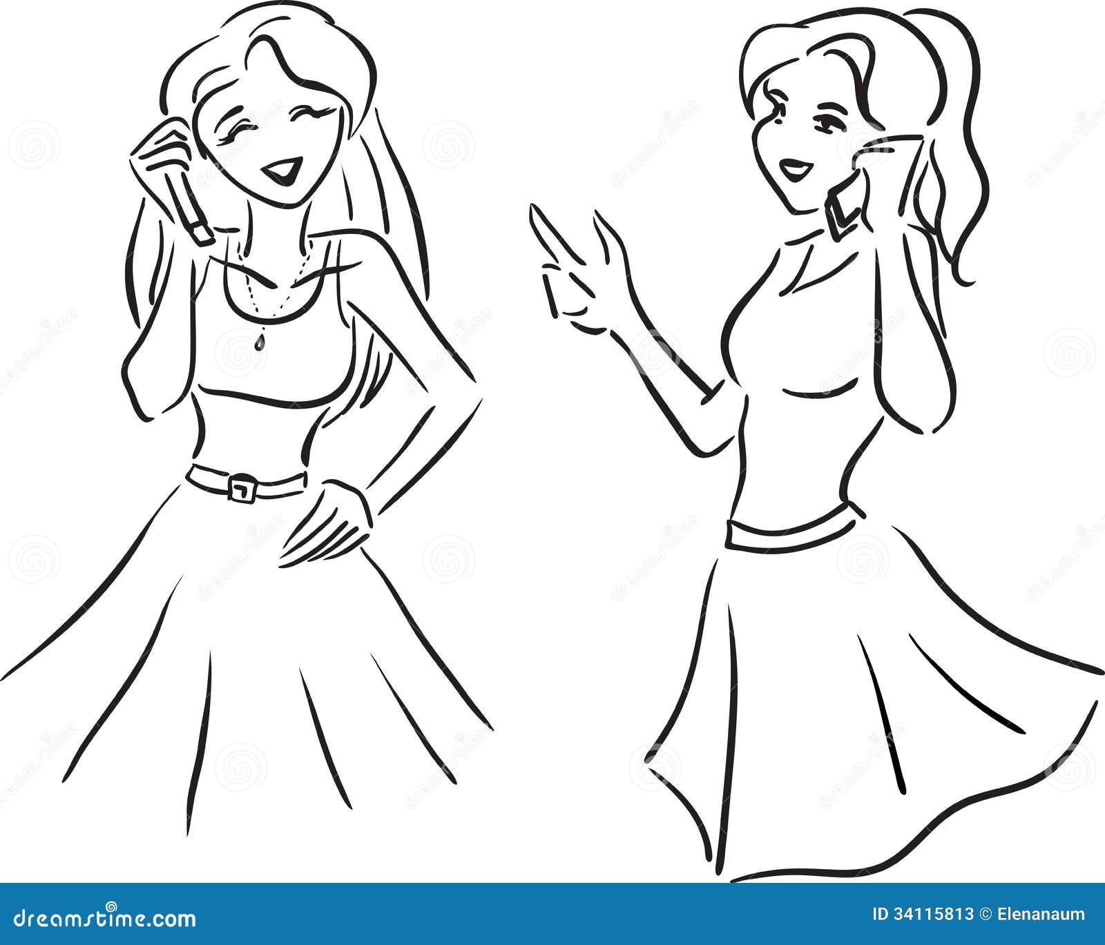 Freundinnen, Die Telefonisch Sprechen Vektor Abbildung Illustration von zeichnung, vektor