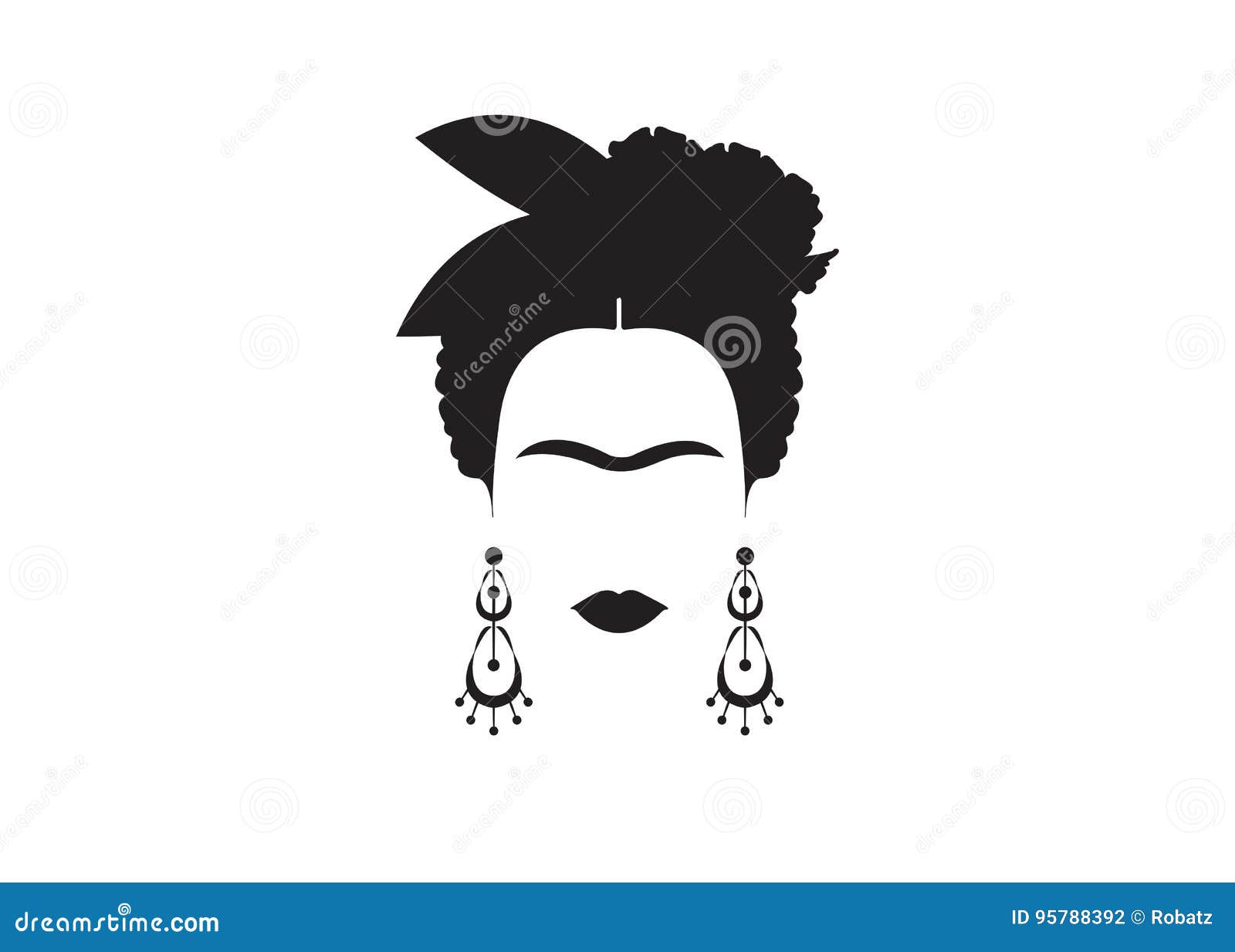 frida kahlo minimalist portrait with earrings and flowers