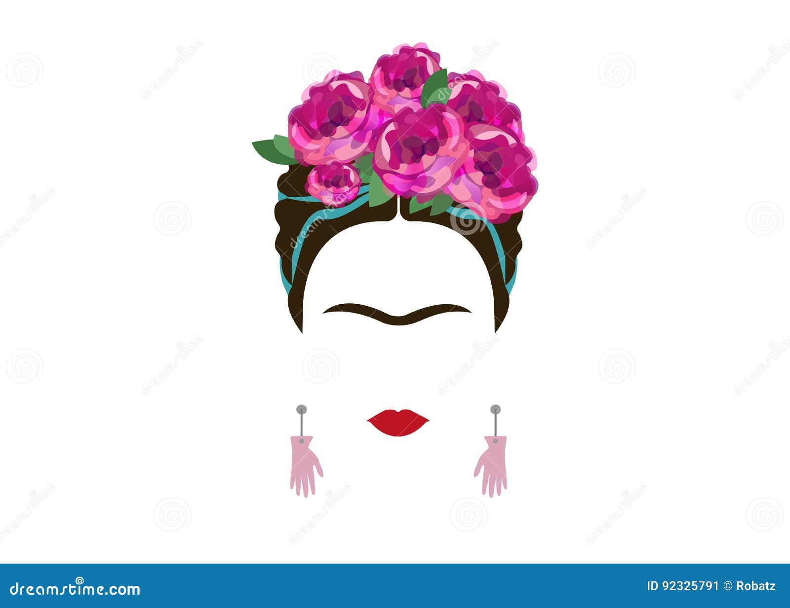 frida kahlo minimalist portrait with earrings hands
