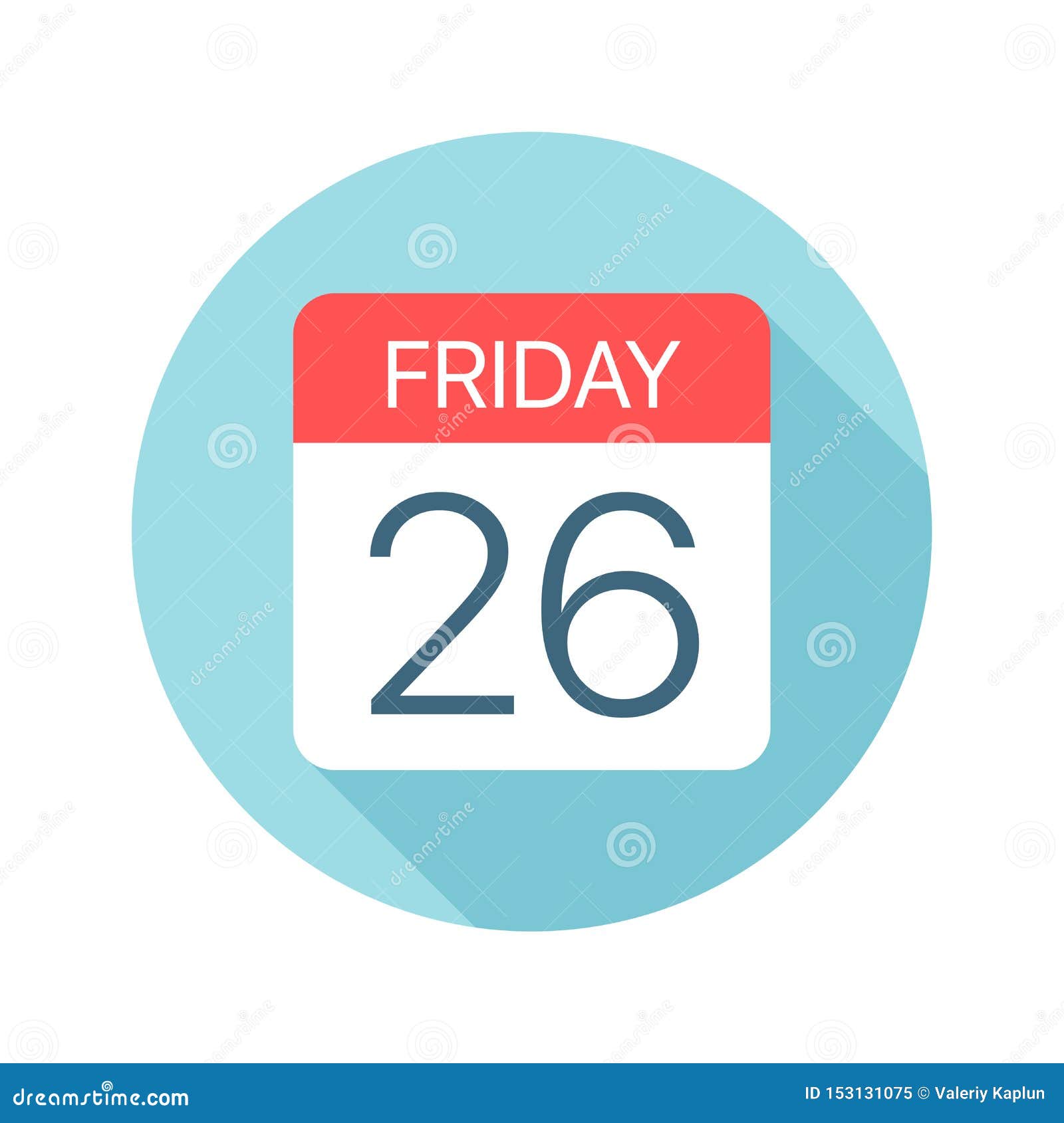 Friday 26 Calendar Icon. Vector Illustration of One Day of Week Stock